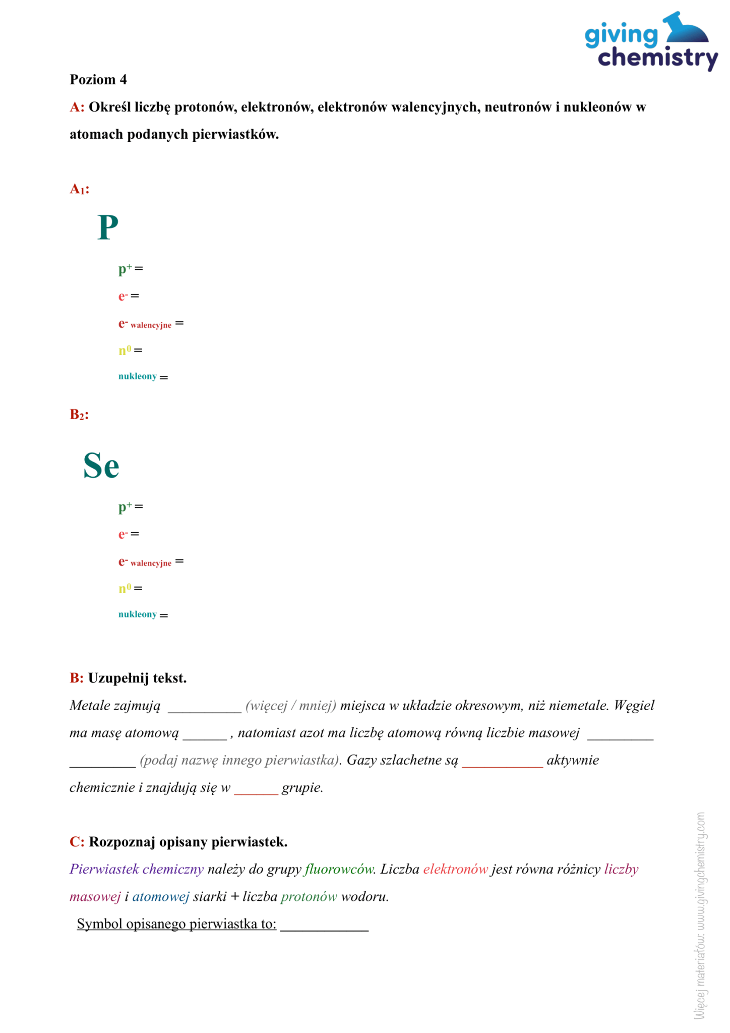 Sprawdzian- Budowa atomu – Giving Chemistry