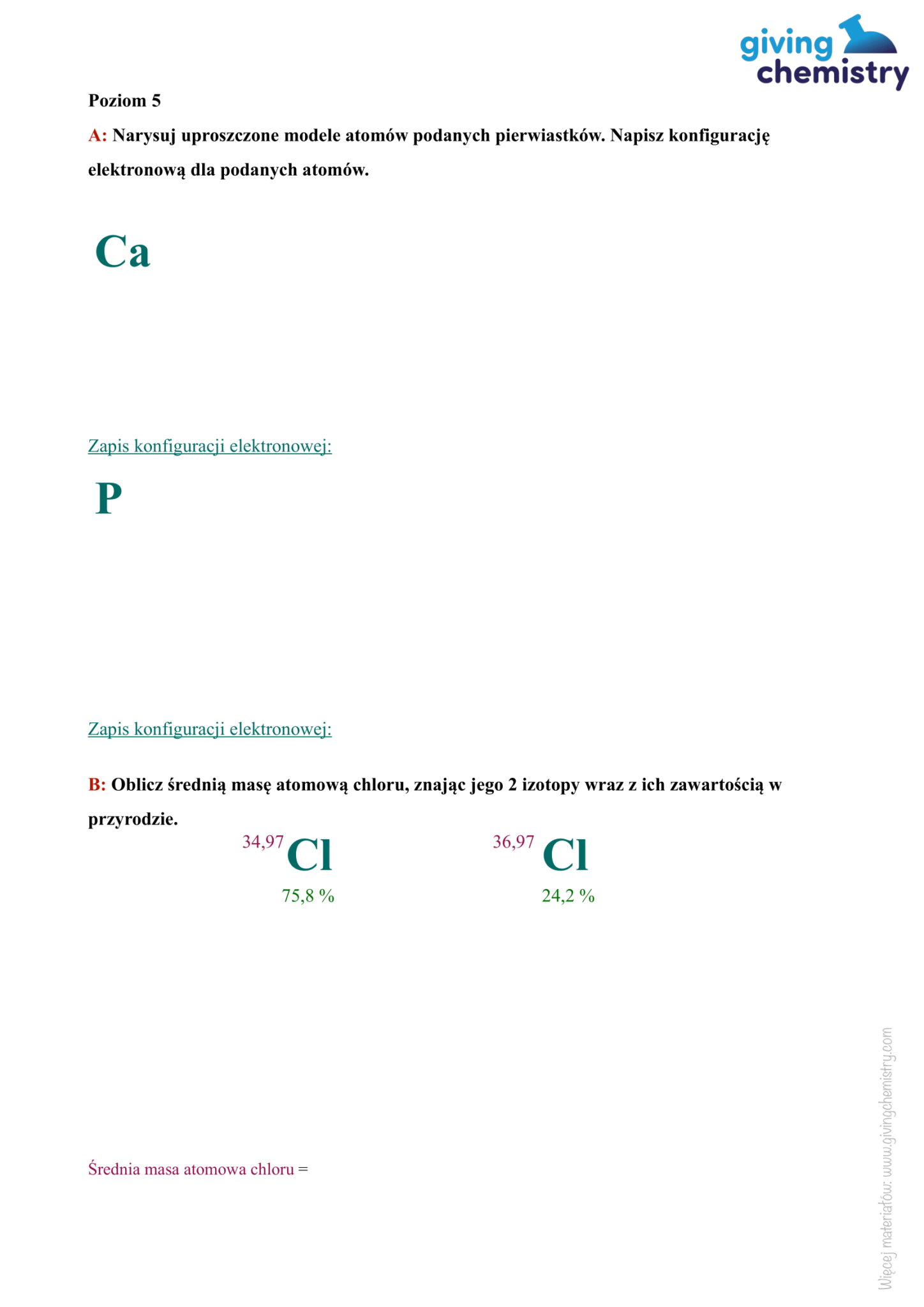 Sprawdzian- Budowa atomu – Giving Chemistry