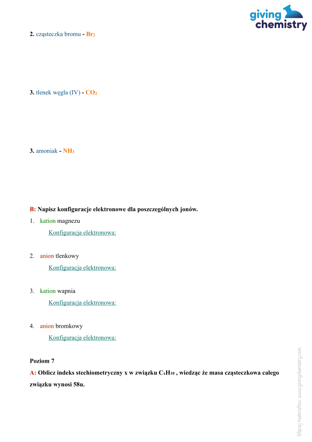 Sprawdzian- Wiązania chemiczne – Giving Chemistry