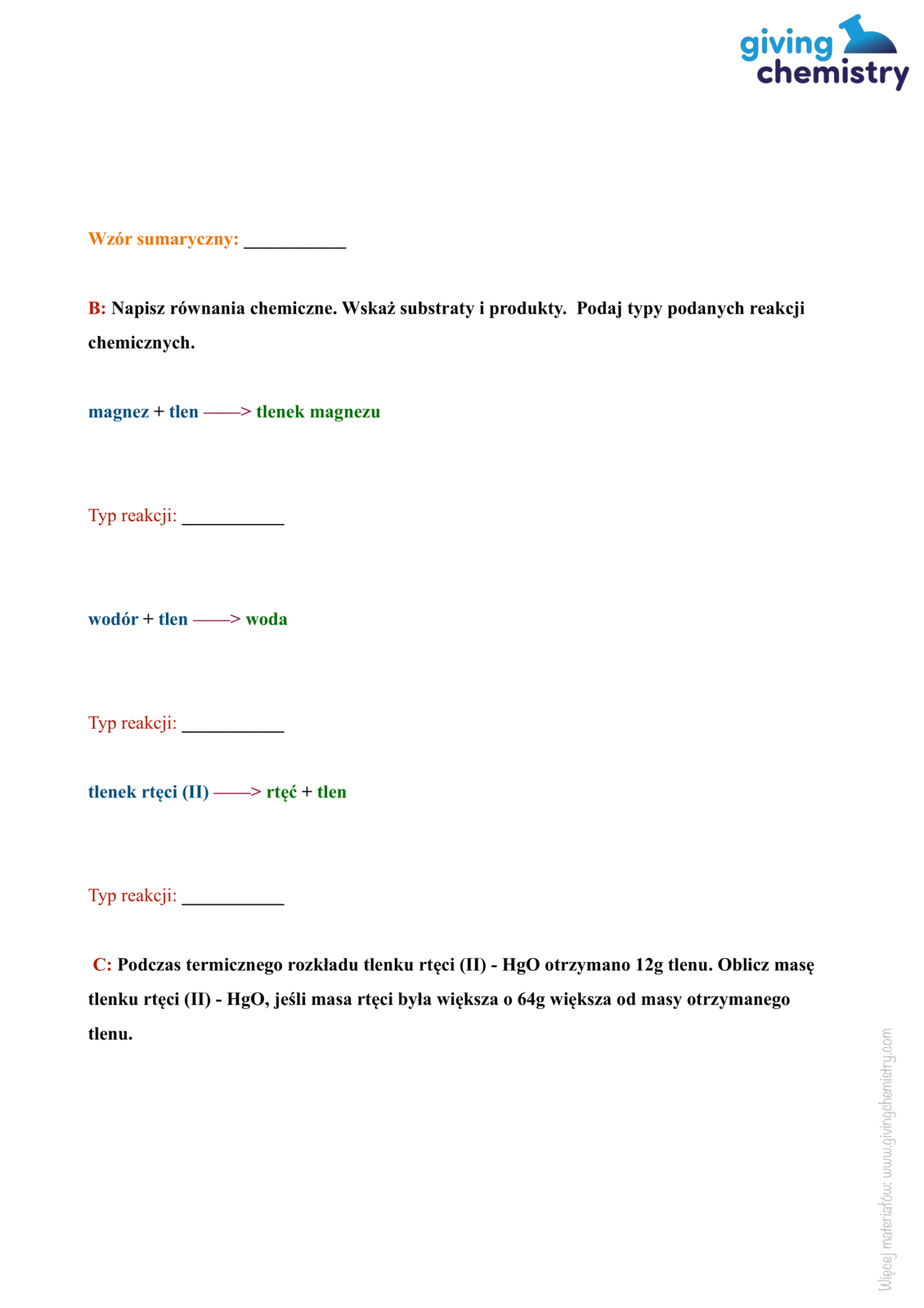 Sprawdzian- Wiązania chemiczne – Giving Chemistry