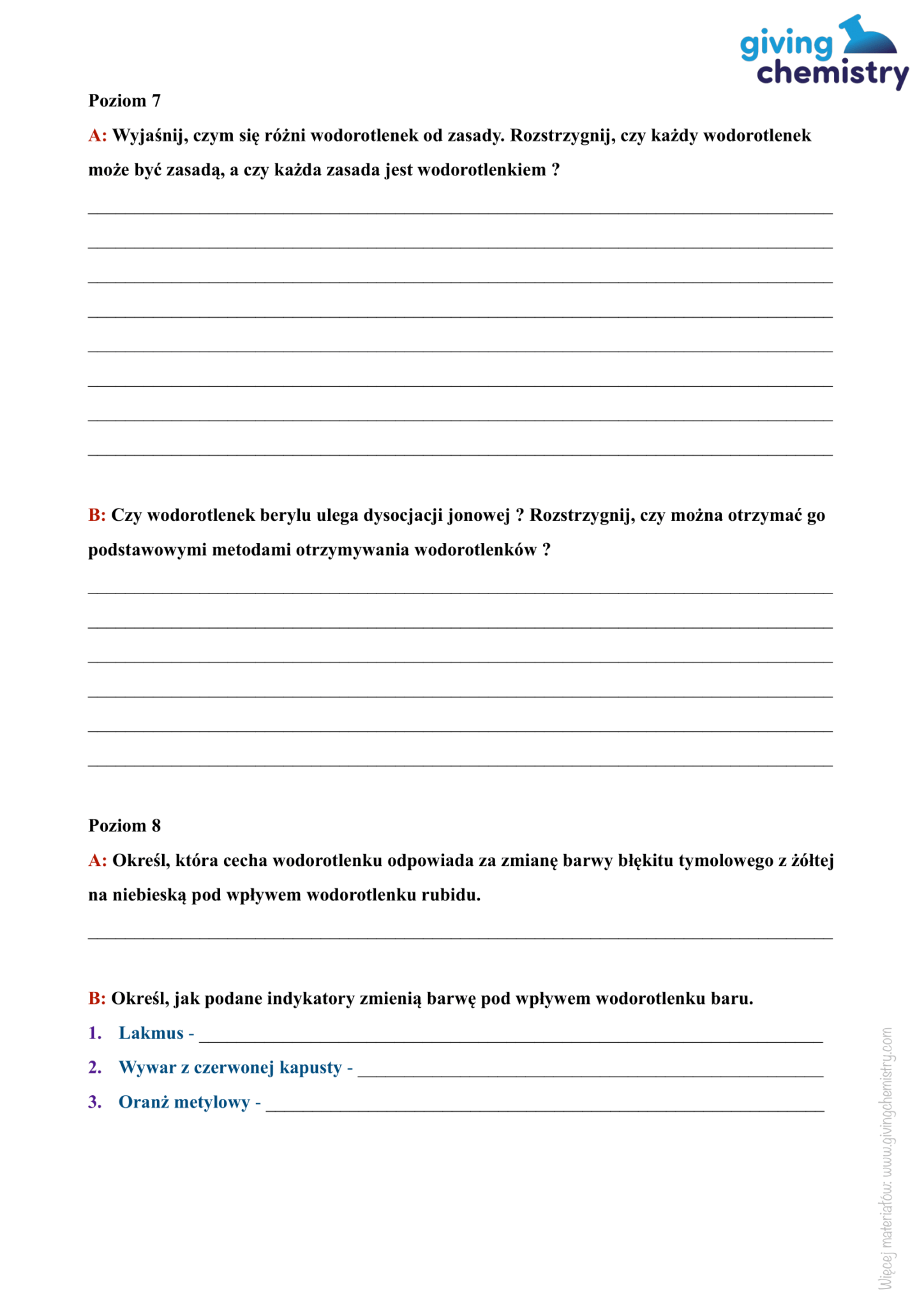 Sprawdzian- Wodorotlenki – Giving Chemistry
