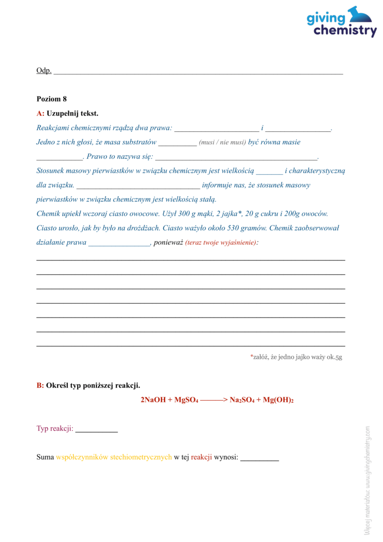 Sprawdzian- Wiązania chemiczne – Giving Chemistry