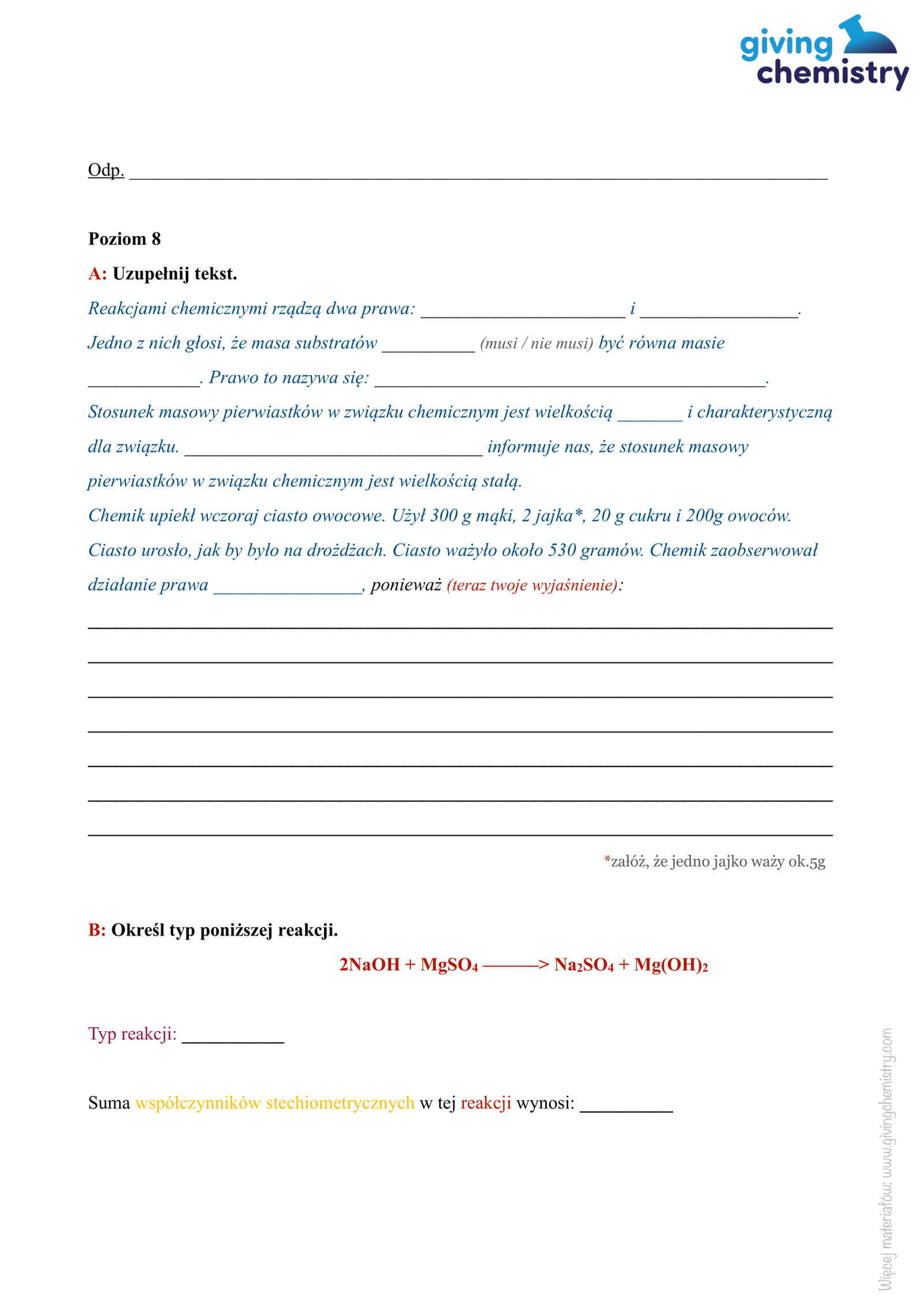 Sprawdzian- Wiązania chemiczne – Giving Chemistry